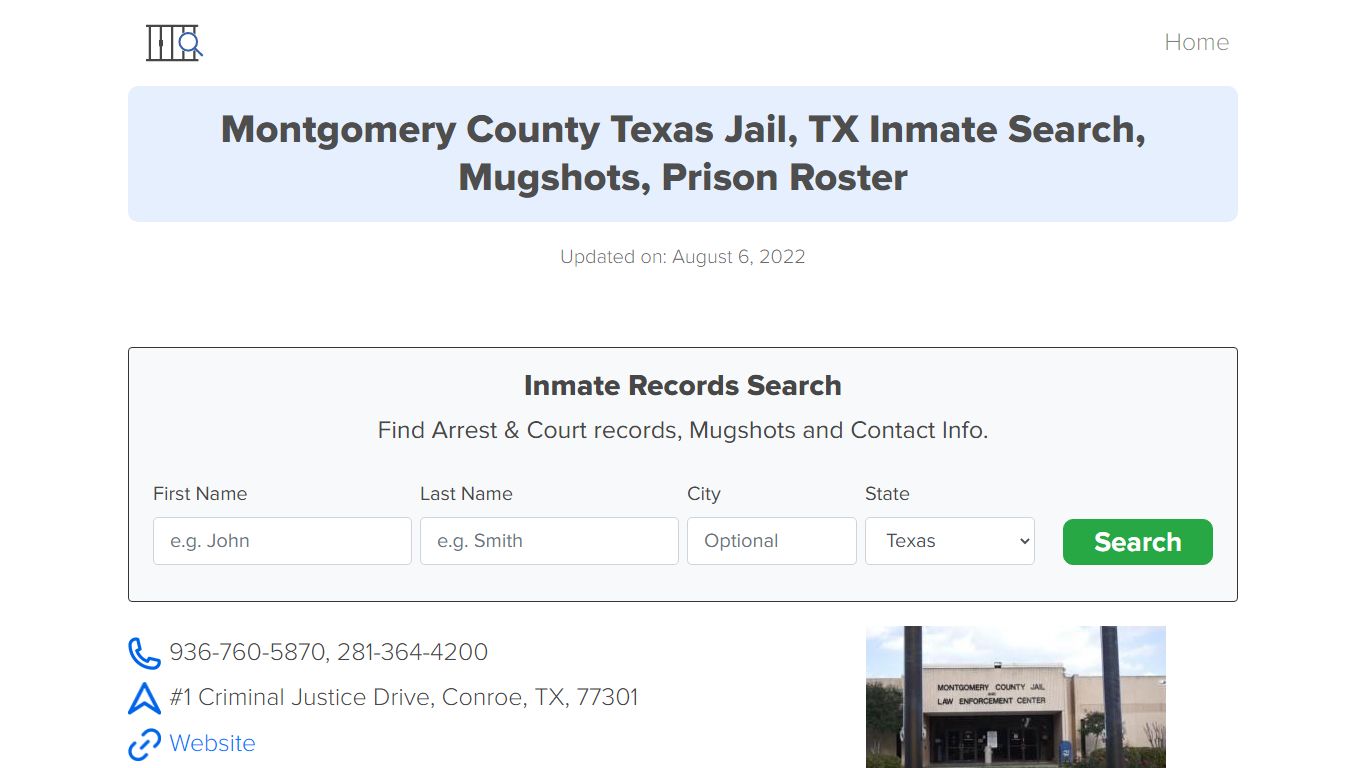 Montgomery County Texas Jail, TX Inmate Search, Mugshots, Prison Roster ...